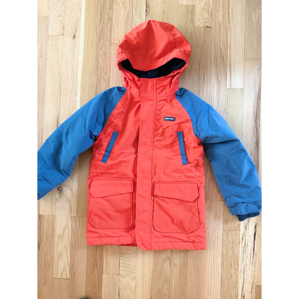 Lands End Kids Squall Parka Red Blue Colorblock Waterproof Winter Jacket S 4